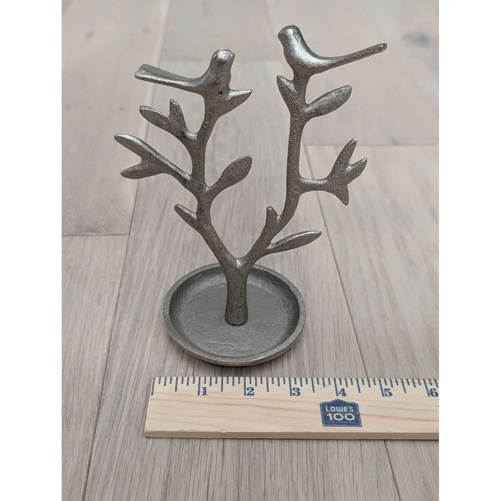 Silver Metal Jewelry Tree Ring Holder | Modern Organic Decor